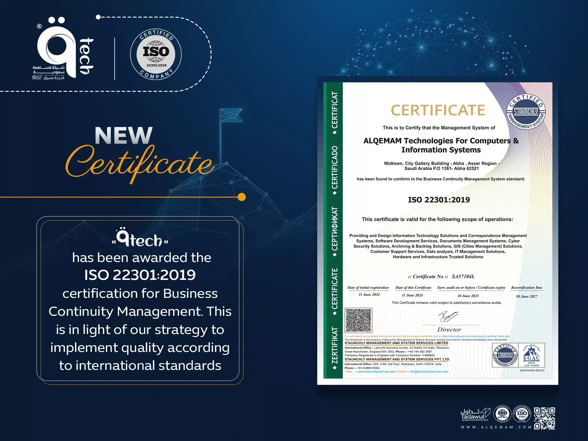 qTech. has been awarded the ISO 22301:2019